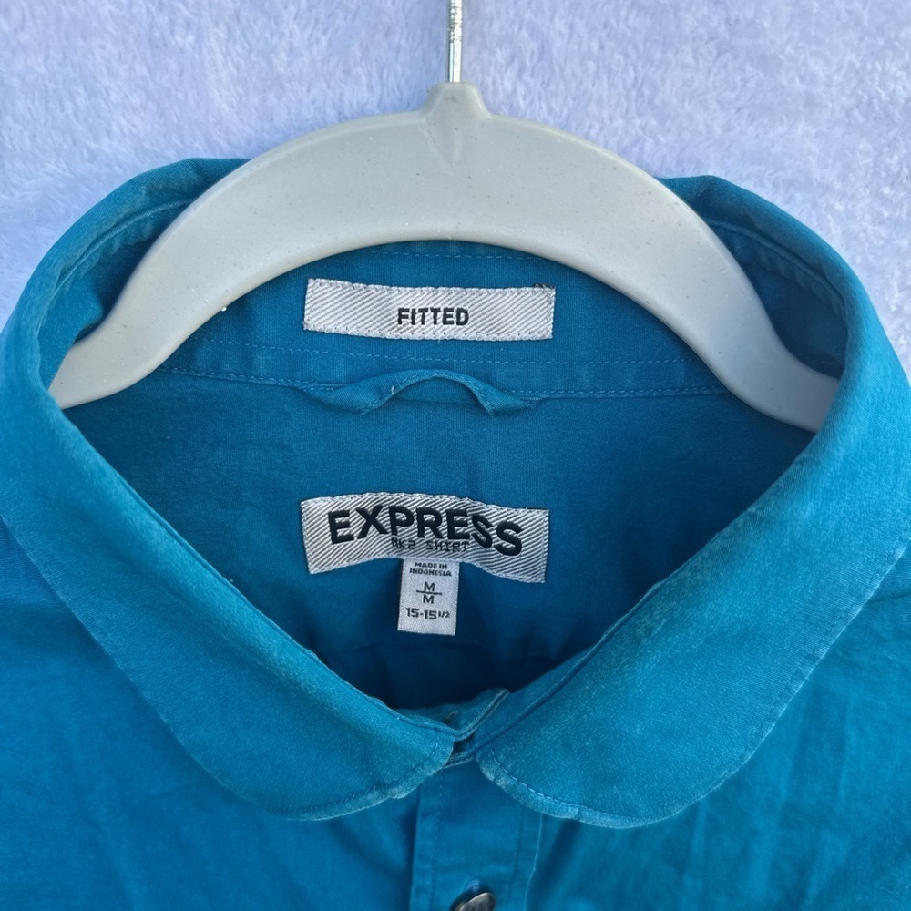 Express Turquoise Button-Up Shirt - Picture 2 of 10